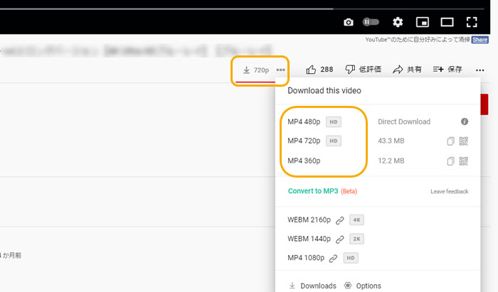 YouTubeダウンロードMP4拡張機能